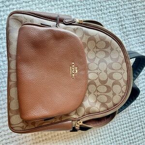 Coach Signature Brown and Tan Backpack
